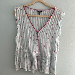 Hatley Pink and Blue Ruffled Peplum Blouse